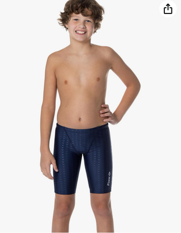 Flow Accelerate Swim Jammers for Boys - Size 21 to 32 Swimming Jammer Shorts in Black, Navy, and Blue
